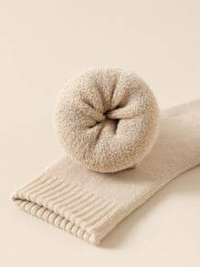 5 Pairs Kids Crew Socks, Toddler Boys Girls Solid Color Thermal Socks, Casual Warm Socks For Daily Wear, Gift, Black White Khaki Brown, Autumn Winter - Multicolor - View 4