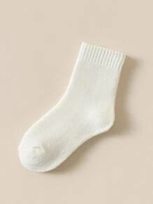 5 Pairs Kids Crew Socks, Toddler Boys Girls Solid Color Thermal Socks, Casual Warm Socks For Daily Wear, Gift, Black White Khaki Brown, Autumn Winter - Multicolor - View 6