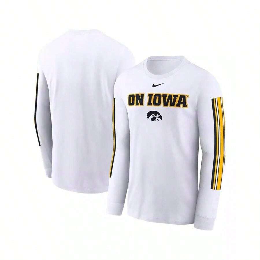 Nike 男友风男式白色爱荷华鹰眼队本地精神标语长袖 T 恤 - 白色 - 查看 1