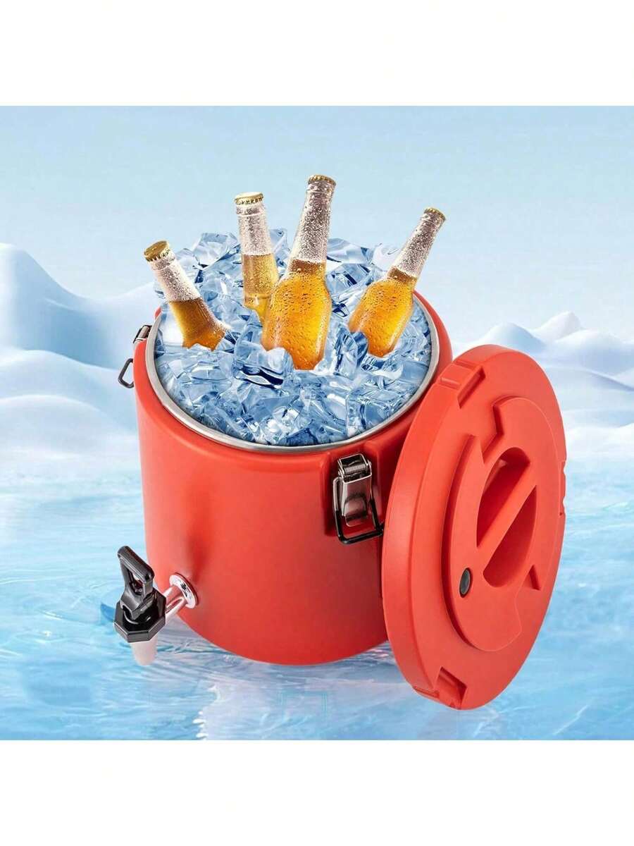 ZhdnBhnos LINSIE 10L/2.64gal 304 Stainless Steel Insulated Beverage Dispenser, Insulated Thermal Hot And Cold Beverage Dispenser With Faucet, Drink Dispenser For Hot Tea & Coffee, Cold Milk, Juice, Red The Best Gift/Present For Family&Friends Happy Christmas - 紅色 - 查看 1