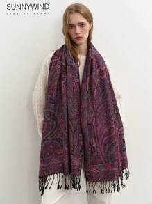 1pc Paisley Pattern High Quality Scarf Shawl Winter Fall - Black - View 2