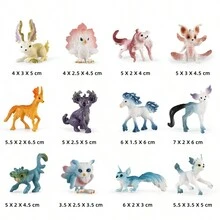 12 件/套逼真微型神话生物玩具模型，包括兔子、狗、熊、鹿、考拉、蓝马、狐狸、猴子、猫头鹰、松鼠、猫、桌面装饰、蛋糕装饰、圣诞节和生日礼物 - 彩色 - 查看 7