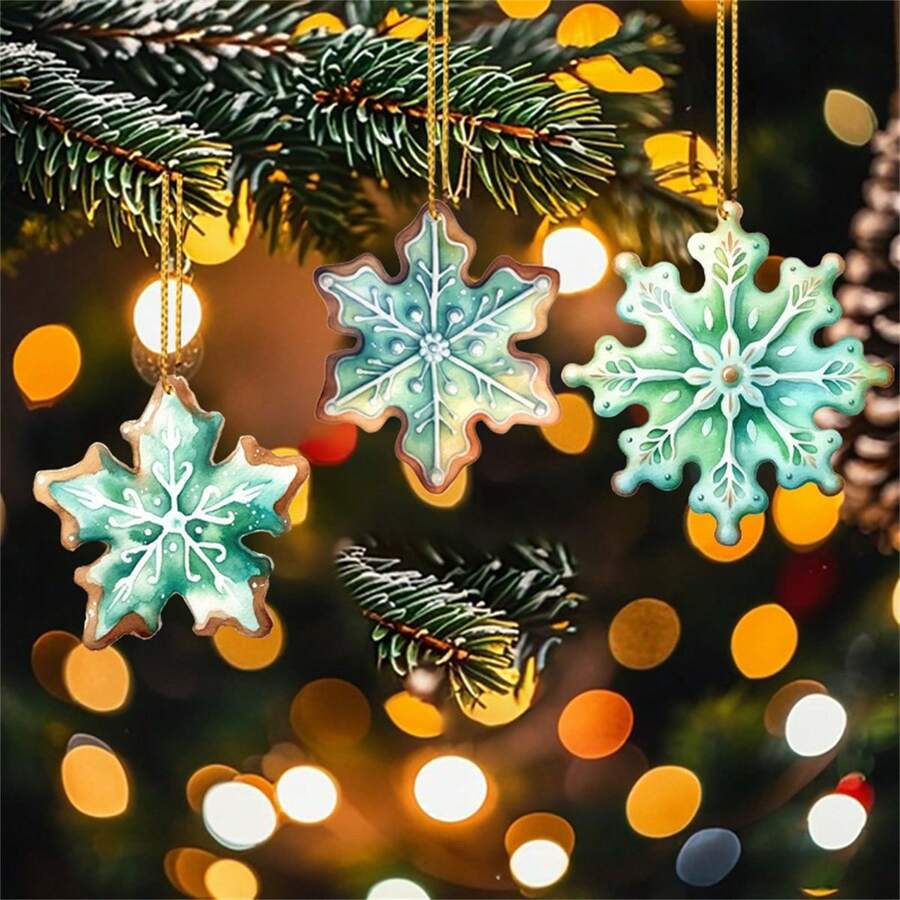 1 cái Đồ trang trí Giáng sinh hình bông tuyết Acrylic Mặt dây chuyền treo Trang trí cây thông Noel - Nhiều màu - Xem 1