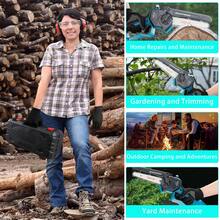 Mini Chainsaw Cordless, Battery Powered Chainsaw With Automatic Oiler, Electric Chainsaw Cordless Portable With 2 Rechargeable Batteries For Branches, Tree Trimming Wood Cutting - 藍色 - 查看 6