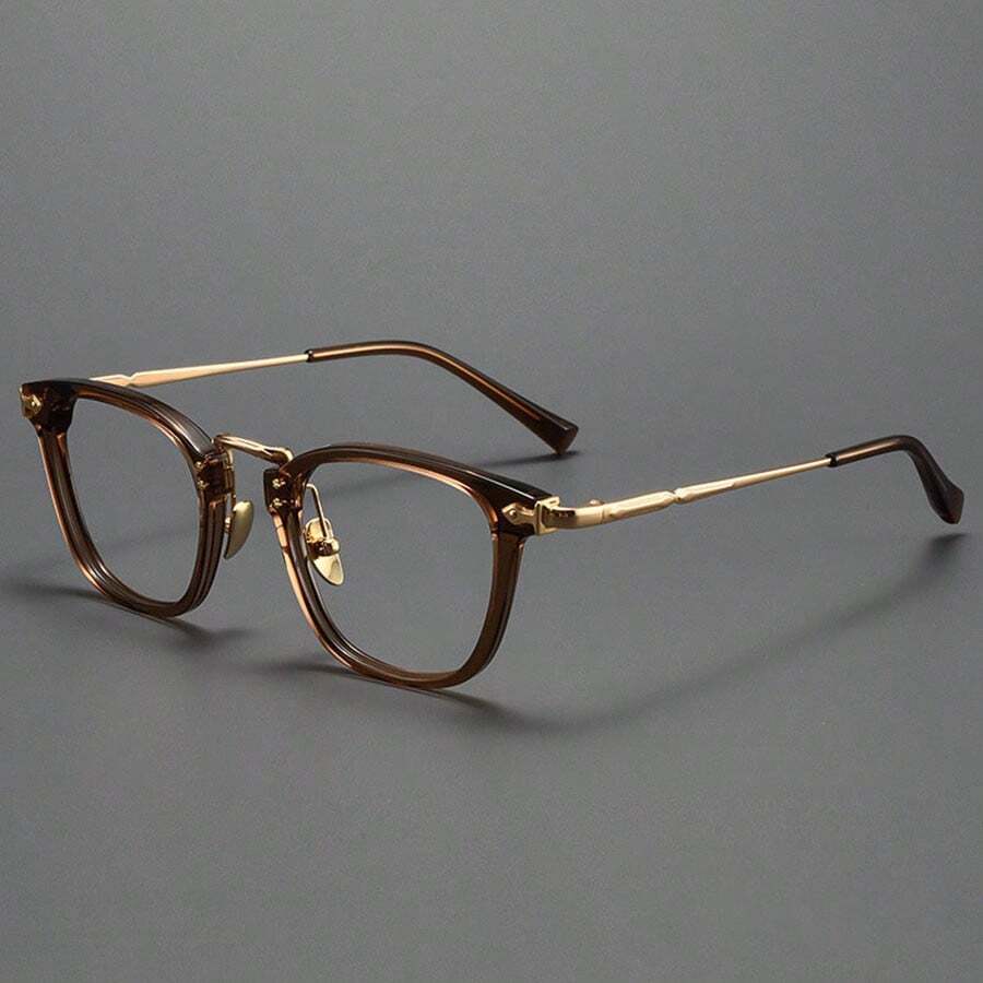 Ultralight Titanium Temple Designer Eyeglasses Frame For Men, Vintage
