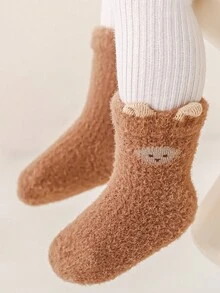 1 đôi tất cổ cao cổ dày thiết kế tai động vật dễ thương mùa đông cho trẻ sơ sinh/trẻ mới biết đi - Nhiều màu - Xem 5