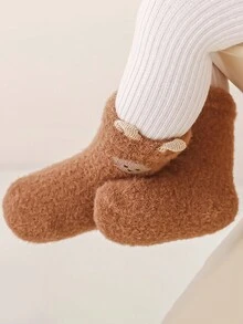 1 đôi tất cổ cao cổ dày thiết kế tai động vật dễ thương mùa đông cho trẻ sơ sinh/trẻ mới biết đi - Nhiều màu - Xem 4