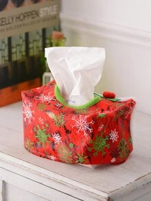 1 件圣诞主题无纺布纸巾套 - 可爱印花、圣诞老人和雪人图案装饰纸巾套，适用于圣诞节家居装饰、派对装饰、节日餐桌装饰、季节性派对装饰、节日纸巾架，增强节日气氛 - 彩色 - 查看 4