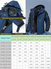 KEFITEVD Men's Winter Ski Jacket Water Resistant Windproof Snowboard Thermal Lined Hooded Winter Clothes 4 Pockets Parka Hiking Camping Climbing - Navy Blue - View 7
