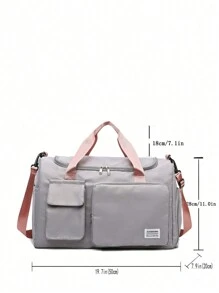 耐用尼龙可折叠手提袋，带独立鞋仓，适合存放运动服、瑜伽装备、旅行用品、学习用品