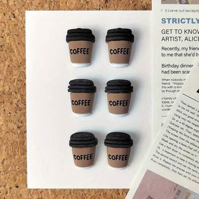 10 件/30 件套装可爱咖啡杯形图钉 - 适用于办公室、家庭、照片墙和教室公告板、返校、学校用品的装饰图钉