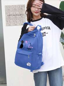 Large Capacity School Backpack For Women Students Waterproof Nylon With Pencil Case 111-3 - Màu xanh lam - Xem 1