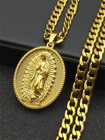 Religious Virgin Mary Pendant Necklace For Women And Men Stainless Steel Gold/Silver Virgin Guadalupe Christian Necklace Jewelry