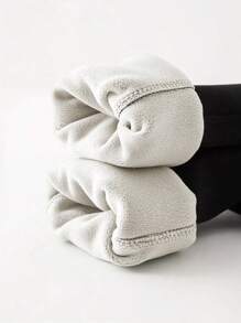 1 件女式保暖内衬高腰紧身打底裤，松紧腰瘦身瑜伽裤，温暖柔软，适合冬季户外活动 - 黑色 - 查看 2