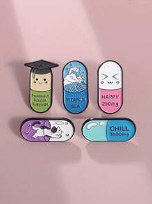 1 套可爱卡通珐琅胸针，配有彩色表情合金别针，是送给朋友的独特服装珠宝礼物 - 彩色 - 查看 4