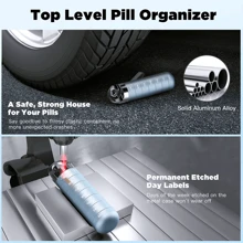 金属旅行药丸收纳盒，便携式防水周药盒，大号铝合金容器，7 天每日药物收纳盒，适用于维生素、鱼油、补充剂、药丸收纳盒旅行药丸盒药盒药丸收纳盒药品储存盒旅行必需品