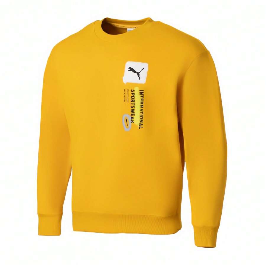 Puma 印花簡約休閒圓領套頭衫衛衣 - 黃色 - 查看 1