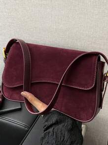 1件 BEIKAMU 秋季新款时尚复古小众设计手提包，高品质面料，优雅百搭 - 酒紅色 - 查看 5