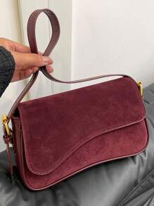 1件 BEIKAMU 秋季新款时尚复古小众设计手提包，高品质面料，优雅百搭 - 酒紅色 - 查看 7