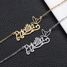 Personalized Stainless Steel Butterfly Letter Necklace - Customized Name Necklace - Letter Necklace - Gold Necklace - Gift For Mom - Minimalist - Christmas Gift - Birthday Gift - Gold - View 2