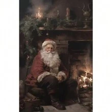 1 tấm vải Canvas trang trí tường Giáng sinh cổ điển nhẹ nhàng, trang trí nhà nông thôn, phong cảnh mùa đông, nghệ thuật ngày lễ, không khung - Nhiều màu - Xem 83