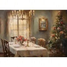 1 tấm vải Canvas trang trí tường Giáng sinh cổ điển nhẹ nhàng, trang trí nhà nông thôn, phong cảnh mùa đông, nghệ thuật ngày lễ, không khung - Nhiều màu - Xem 36