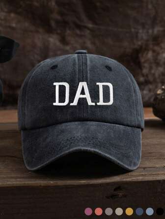 1pc Men Outdoor Casual Fashion Dad Letter Embroidered Personalized All Season Soft Breathable Adjustable Baseball Cap, Suitable For Daily Matching