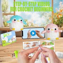 DIY 可爱爱好者多种风格动物钩针材料套件适合刚接触钩针编织的初学者钩针编织套件适合礼物、缓解压力、编织学习。DIY 初学者礼物（配件颜色随机）针（从 8 种颜色中随机选择 1 种颜色，总发货数量 1），针迹标记（8 种颜色中随机选择 1-2 种颜色，总发货数量 2 个） - 彩色 - 查看 2