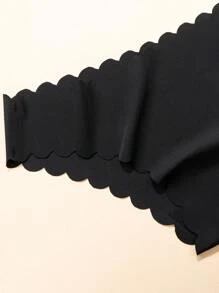Bộ 5 chiếc quần lót bikini màu trơn gợi cảm, không đường may, viền bèo nhún, thoáng khí, co giãn, thích hợp mặc hàng ngày cho nữ, món đồ lót thiết yếu dành cho phái nữ. - màu đen - Xem 5