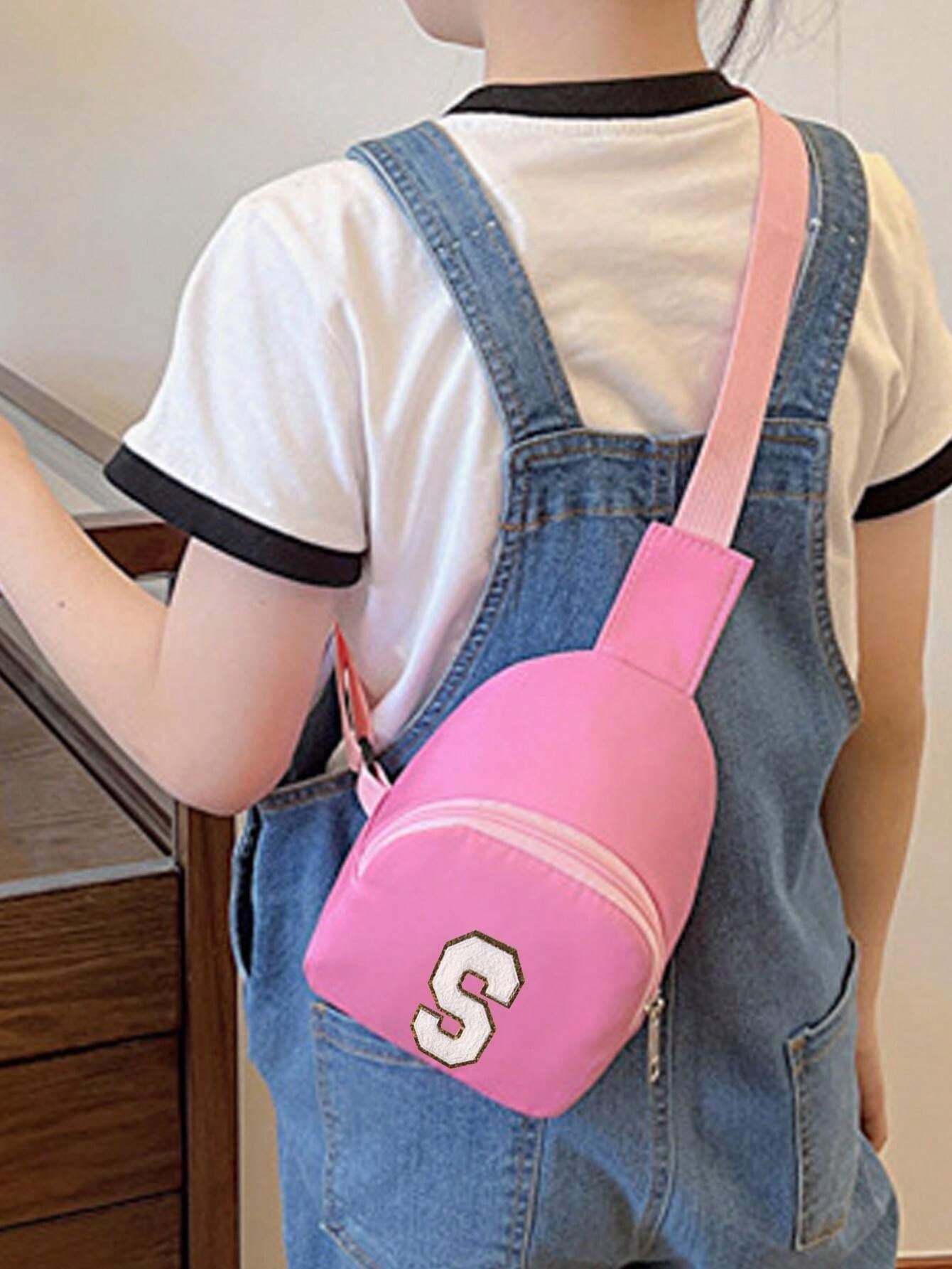 White Towel Embroidered With Letters AZ Girls' Cute Shoulder Bag With