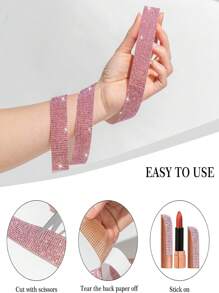 1 Yards Pha lê lấp lánh tự dính kim cương Rhinestone Ribbon, Nhãn dán kim cương Rhinestone trang trí Giáng sinh, Đồ thủ công trang trí bàn máy tính ô tô DIY, Cuộn nhãn dán trang trí tiệc cưới, Quy trình sản xuất Rhinestone 2mm (Đỏ/Bạc/Hồng/Vàng) - 1 thước hồng - Xem 4