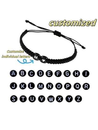 Customizable English Letter Bracelet, Woven 26 Letter Bracelet, Minimalist & Personalized, Heart Letter Woven Friendship & Couple Bracelet