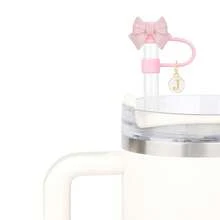 1 chiếc nắp đậy ống hút nơ màu hồng cổ điển có 2 chữ cái đầu tên ID, tương thích với cốc thủy tinh 30 & 40 Oz, nắp ống hút silicon dễ thương có thể tái sử dụng, bảo vệ cho cốc 0,4 inch / 10mm, phụ kiện ống hút, nhà bếp, quà tặng Giáng sinh - nơ - Xem 9