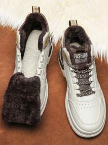 Neue Lässig Stiefel für Herren mit dicker Sohle, thermisch gefüttert, wasserdicht, aus Veloursleder, hoher Schaft, Winter Knöchel Stiefeletten - Beige - Übersicht 2