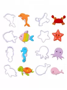 8pcs Ocean Animals Cookie Cutters Whale Dolphin Octopus Crab Turtle Biscuit Mold Marine Life Biscuit Cutter Baked Pastry Stamp Mold Kitchen Baking Tools - White - View 3
