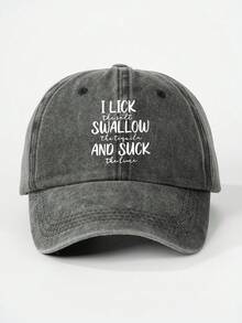1 件印有“I LICK SWALLOW AND SUCK”可调节棒球帽，户外防晒休闲帽，适合春秋季旅行和海滩，适合年轻男士，Y2K 风格 - 棒球帽 - 查看 11