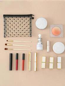 1 túi lưới đựng đồ trong suốt họa tiết trái tim dễ thương - Túi đựng mỹ phẩm di động có sức chứa, Túi đựng đồ trang điểm du lịch cho nữ Túi đựng mỹ phẩm lưới Túi đựng đồ vệ sinh cá nhân trong suốt Túi đựng đồ hình trái tim in hình trái tim nhỏ bằng vải nhung và thiết kế lưới Ví đựng tiền xu màu be, Túi đựng son môi Túi đựng đồ trang điểm Đồ dùng học tập Túi đựng đồ trang điểm Đồ dùng du lịch Túi đựng đồ trang điểm Túi đựng đồ trang điểm làm đẹp - Nhiều màu - Xem 3