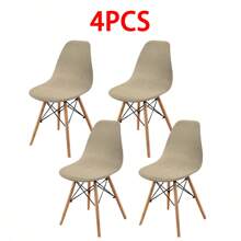 1/2/4/6pcs Corduroy Imitational Velvet Eames Chair Cover Elastic Plastic Shell Chair Seat Cushion Slipcover, Solid Color - Multicolor - View 13