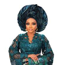 Nigerian Women's Hat Aso O New Color Fabric Weaving, Hand Folded Flower Fan Layered African Hat Topper, Auto Gel Headwear, Suitable For Weddings, Parties, And Other Festivals, Adjustable - A - View 13