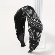 1 chiếc khăn Bandana họa tiết Paisley Bohemian cổ điển dành cho nữ - Băng đô Bandana thắt nút bản rộng, nút thắt chun ở trên, chống trượt - Nhiều màu - Xem 2