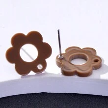 20pcs Plum Blossom Shaped Acrylic Stud Earrings For Women DIY Jewelry Making Earring Components Accessories