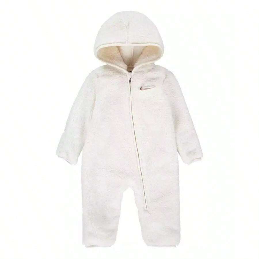Nike Baby Girl Hooded Sherpa Cover Bodysuit - Pale Ivory - View 1
