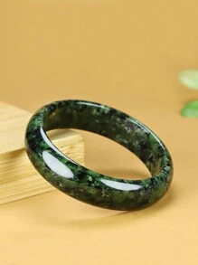 Elegant Jade Green Natural Jade Bracelet - Vintage Sexy Style, Suitable For Casual Or Sportswear, Fashion Women's Amulet Bangle, Jewelry Birthday Gift (With Box), Color Depth Randomly Shipped - bracelet - View 13