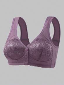 3 Peças Conjunto Sutiã Sem Fio com Fechamento na Frente, Lingerie Feminina Confortável e Respirável