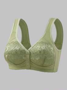 3 Peças Conjunto Sutiã Sem Fio com Fechamento na Frente, Lingerie Feminina Confortável e Respirável
