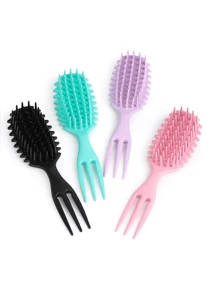 1 pieza Peine de cojín de aire ovalado con mango, cepillo de definición de estilo de material de paja de trigo, cepillo desenredante, peine profesional para peinado, cepillo de definición de rizos rebotantes, para cabello rizado, liso, mujeres, niños. - Multicolor - Ver 3