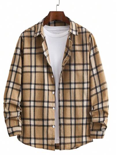 Men's Plaid Casual/Business Long Sleeve Shirt, Spring/Autumn