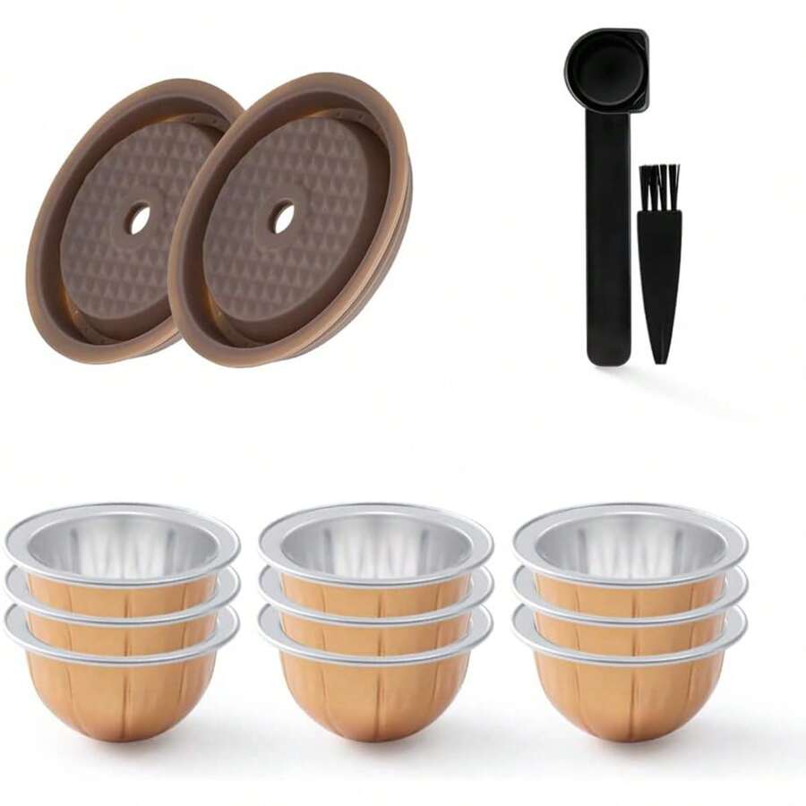 1/2/3 件可重复使用的咖啡胶囊盖与 Vertuo 咖啡包配合使用，硅胶盖适用于各种尺寸的可重复使用的 Vertuo 咖啡包，可再填充 Vertuo 咖啡胶囊，配有勺子和刷子，在家、办公室、学校、酒吧享受咖啡时光，是婚礼、周年纪念日、纪念日、感恩节、圣诞节的完美礼物