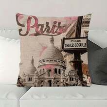 1 件花卉埃菲尔铁塔 3D 印花靠垫套，3 种尺寸可选，适用于沙发、榻榻米装饰（不含枕芯） - 彩色 - 查看 13