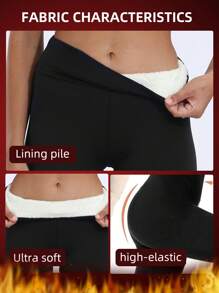 1 件冬季运动高腰加厚羊毛内衬保暖紧身裤